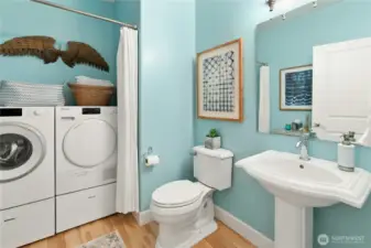 First laundry is in the powder room on the main floor.