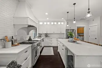 custom kitchen with beverage fridge