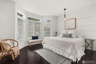 3rd bedroom with feature wall and bay windows