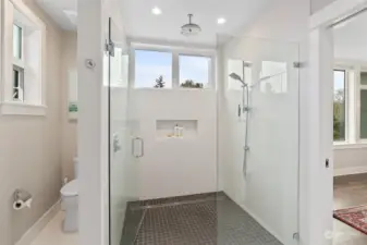 Elegant tile & marble shower