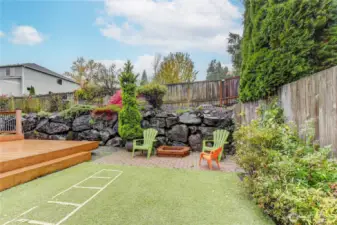 Backyard is deal for unwinding after a long day or creating fun memories with family and friends.