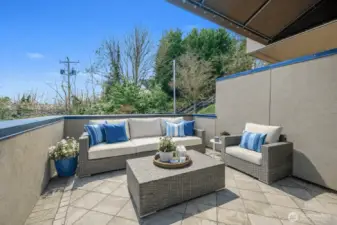 Private oversized patio off of main bedroom (virtually staged)