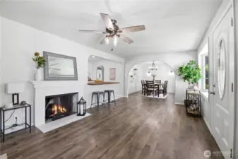 Cozy up by the fireplace