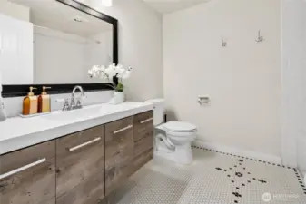 Updated and ultra spacious main bathroom.