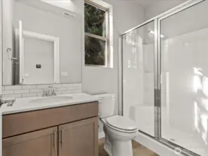 Main floor Guest bath is perfect for extended stay visitors