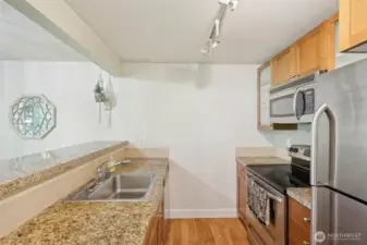 Kitchen with SS appliances