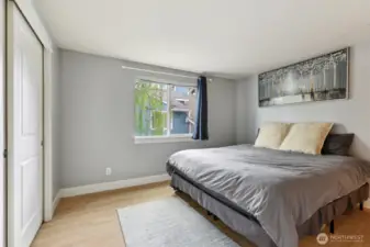 Bedroom with new flooring