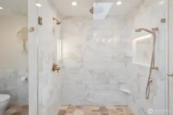 Massive primary shower, custom tiling