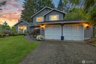 Spacious driveway and a two car garage