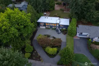 Private, circular drive + 540 square foot garage.