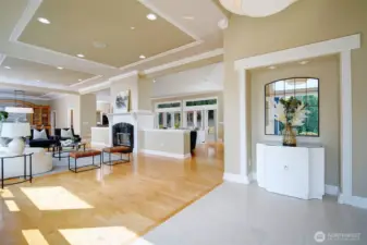 10' ceilings, hardwoods, and wall-to-wall windows with remote window blinds.