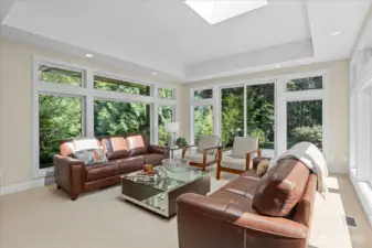 Clear story windows on all 3 sides of this room