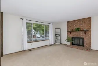 Fire place in living room.