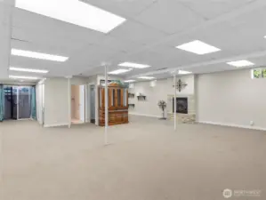 Huge Rec Room in Basement - with Fireplace