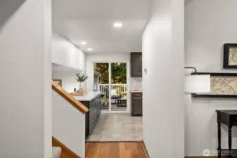 View of the picturesque deck from the hallway.