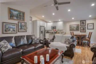 Great Room, Dining Room and Kitchen layout