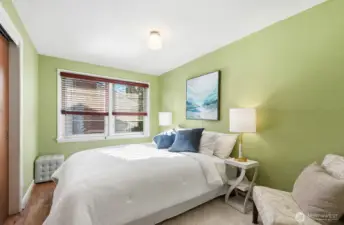 The middle bedroom easily accommodates a queen bed.