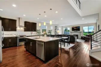 Kitchen and Great Room from entry way