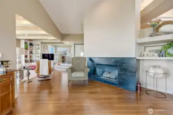 Impressive gas fireplace.