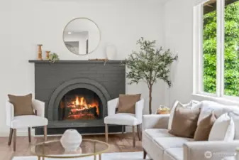 Natural wood fireplaces cozy up each of the living spaces