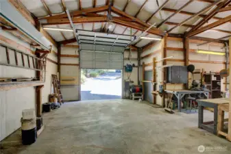 East-facing bay door door open.