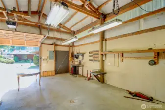 South-facing bay door open.
