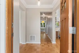 The charm of the 1940’s is still present in the recently refinished hardwood floors, cove moulding, and classic layout.
