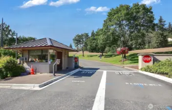 Entrance. Providence Point is a gated 55+ community in Issaquah.