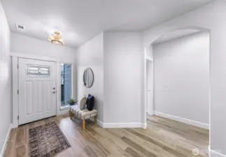 Bedroom and guest bathroom are located at the front of the home