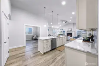 Large island can fit up to 5 barstools.