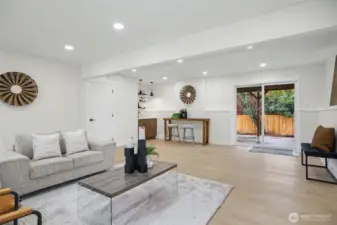 Rec Room at lower level with patio door