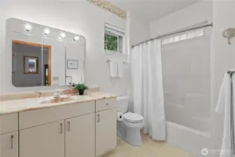 The full ensuite bathroom off the second bedroom.