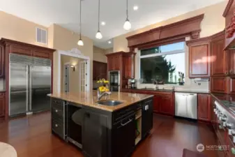Large chef's kitchen with high end appliances