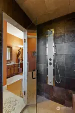 Walk-in shower with steam function