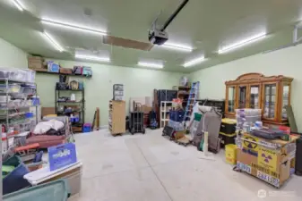 Oversize 2 car garage with plenty of overhead storage