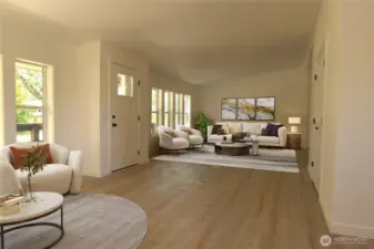 Your home entry! *Virtually staged* Light and bright open floor plan with vaulted ceilings!