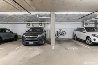 Two reserved parking spots located super close to your front door!