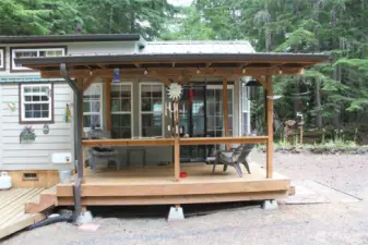 Covered side deck off of the living room
