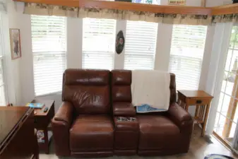 Close up of the living room with cable tv and high speed internet.