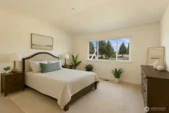 Virtually Staged Primary Bedroom -  golf course views!