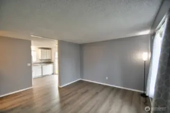 Living room looking towards kitchen
