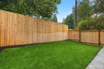 Private, fenced patio and yard