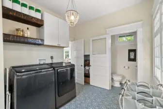 main level laundry room and 1/2 bath