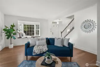 Bright and airy living room, perfectly designed for relaxation and morning coffee.