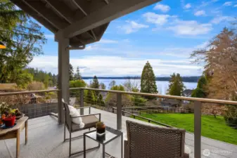 Covered deck adjacent to one of the two bedrooms with ensuite baths.