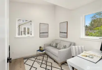 You can use this bedrooms for guests, or as a bedroom without any stairs, or an in home office or a TV room-if you want quiet in the great room space.  You can even use this as a formal dining room if you are the main entertainer.