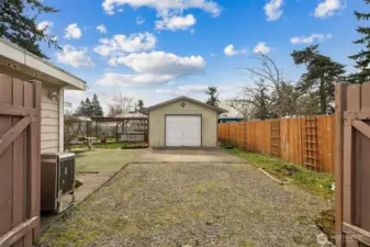 Driveway Gates Open -Entrance to Detached Garage