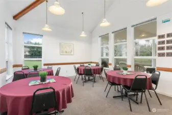 The clubhouse dining and entertaining area