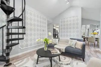 Living room connects seamlessly to dining room.
