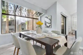 Dining room is next to living room.